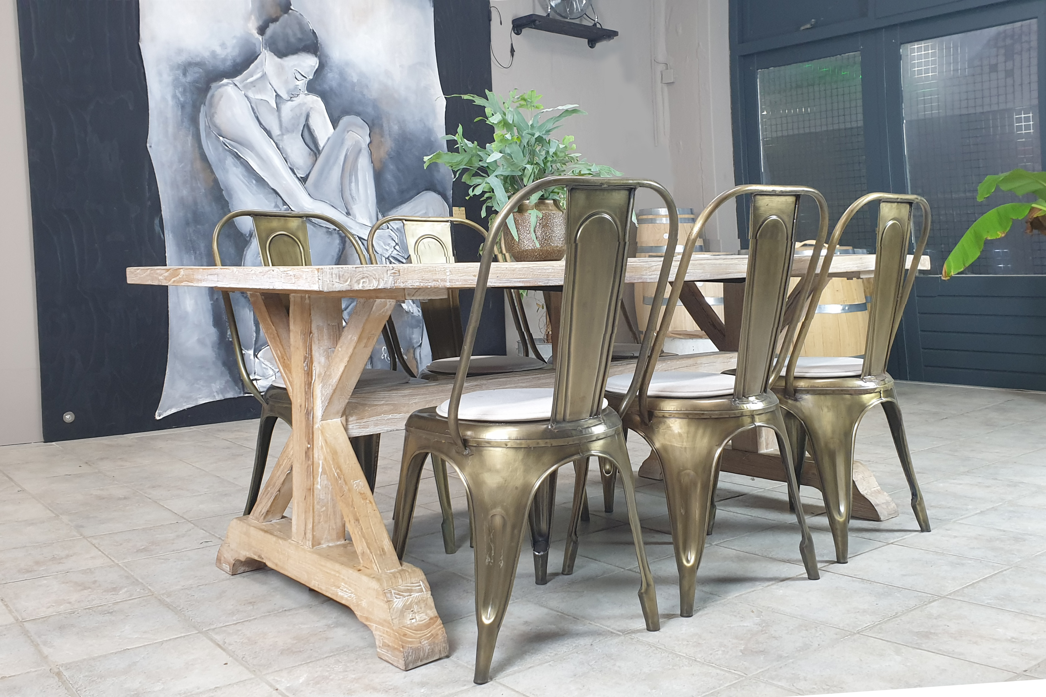 Tisch Große Klostertisch aus Drift Wood Massiv Hartholz 200x100 Esstisch Landhaus