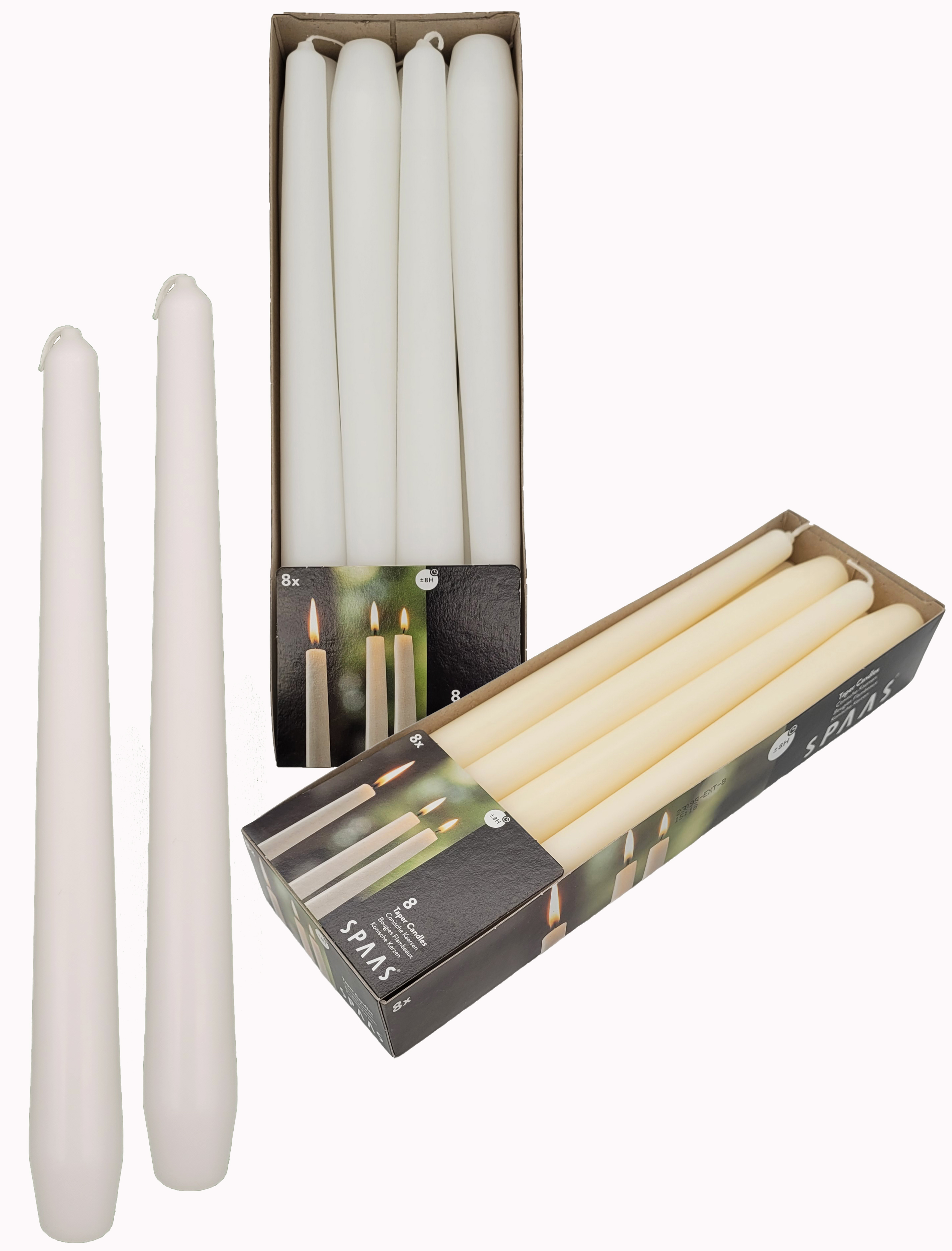 SPAAS Festilux Tischkerzen 23/250 mm – 8 Stück lange Kerzen – Tafelkerzen 8 Brennstunden – Vorteilspack